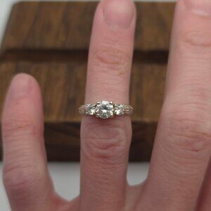 Size 5 Sterling Silver Fancy Scrolled Cubic Zirconia Ring A390